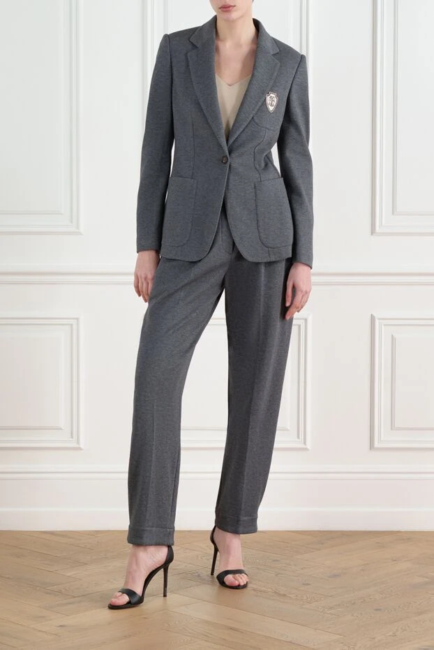 Brunello Cucinelli single-breasted jacket with logo patch and trousers, gray 186797 - photo 2