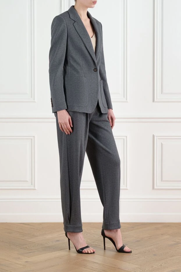 Brunello Cucinelli single-breasted jacket with logo patch and trousers, gray 186797 - photo 3