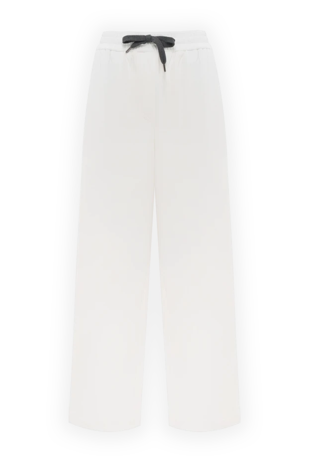 Белые хлопковые джоггеры женские на шнурке - фото 1