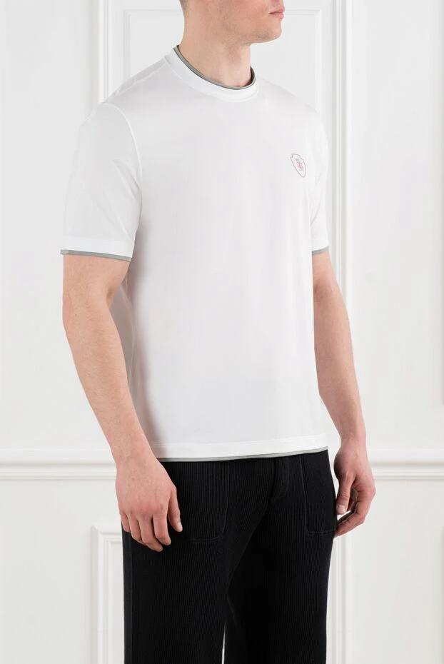 Brunello Cucinelli white men's t-shirt with piping and logo 186803 - photo 3