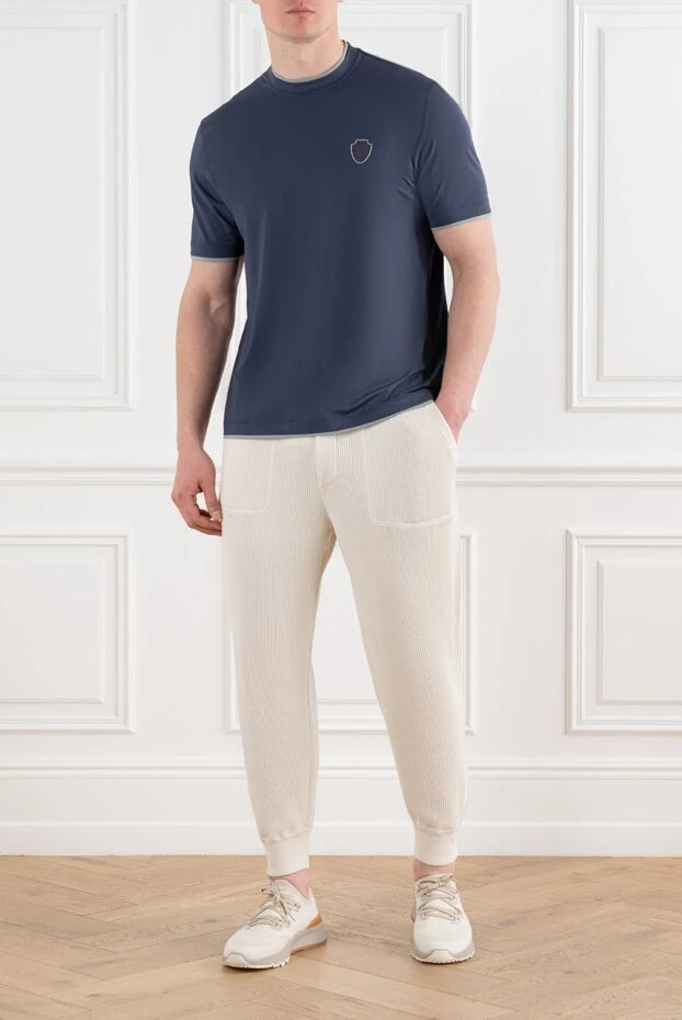 Brunello Cucinelli көп қабатты бөлшектері мен логотипі бар көк түсті футболка 186804 - фото 2