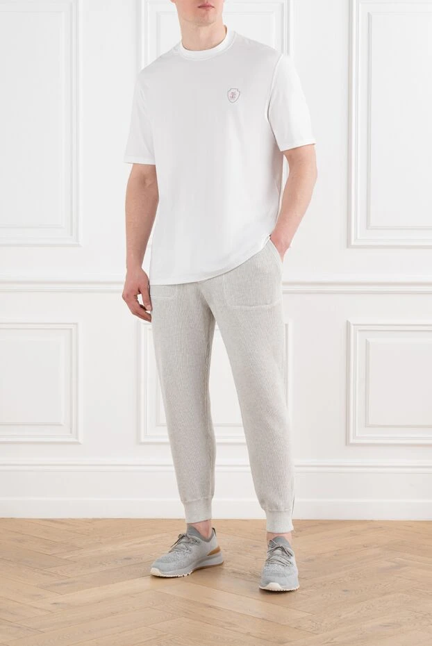Brunello Cucinelli men's white t-shirt with layered details 186813 - photo 2