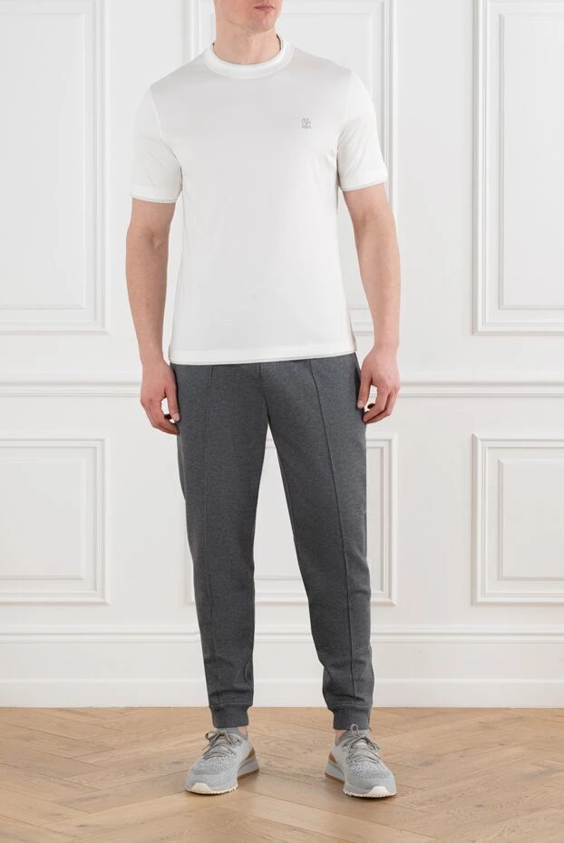 Brunello Cucinelli қабатты бөлшектері бар ақ ерлер футболкасы 186814 - фото 2