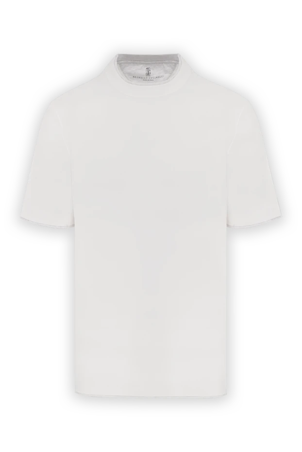 Men's white cotton T-shirt with multi-layer details - photo 1