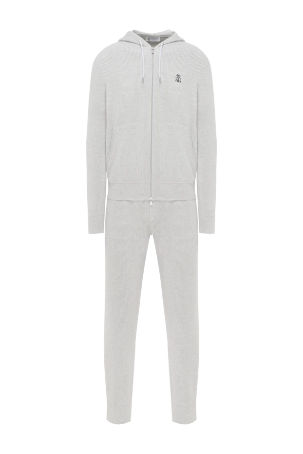 Спортивный костюм бежевый в рубчик с капюшоном - фото 1