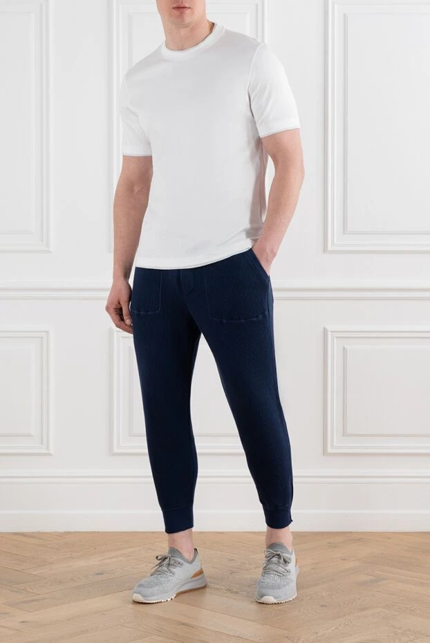Brunello Cucinelli ribbed cotton joggers for men blue 186823 - photo 2