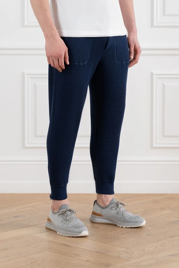 Brunello Cucinelli ribbed cotton joggers for men blue 186823 - photo 3