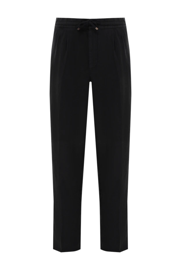 Brunello Cucinelli черные льняные брюки на кулиске 186834 - фото 1