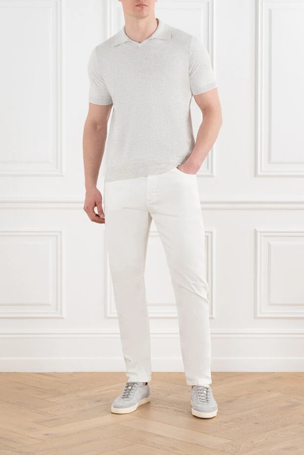 Brunello Cucinelli white men's straight cotton jeans 186837 - photo 2