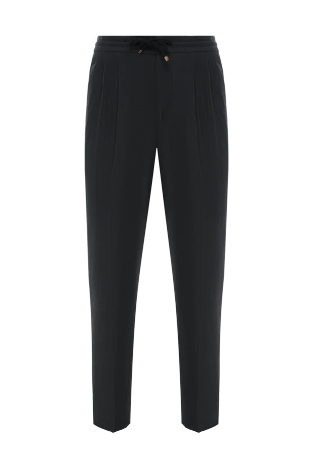 Brunello Cucinelli черные брюки с защипами из льна и хлопка мужские 186838 - фото 1