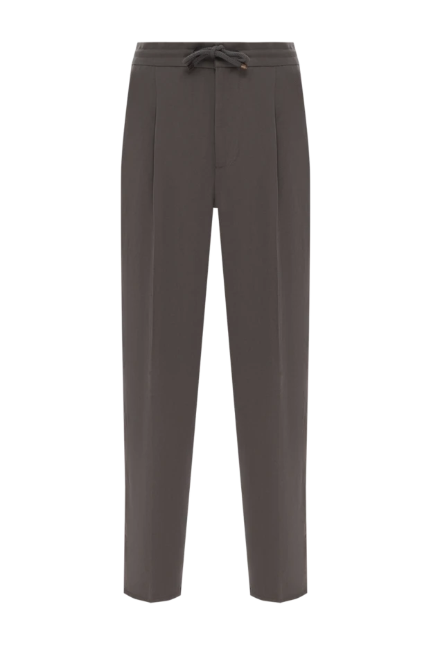 Зығыр және мақта матадан тігілген пинтуктары бар ерлер қоңыр шалбары - фото 1