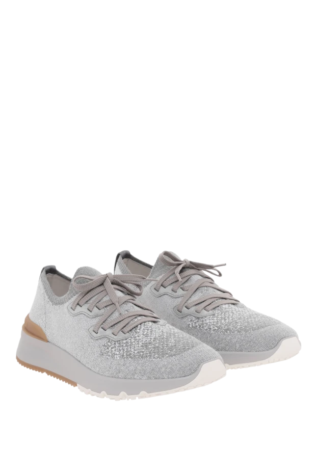 Brunello Cucinelli men's gray sneakers with mesh and logo 186840 - photo 3