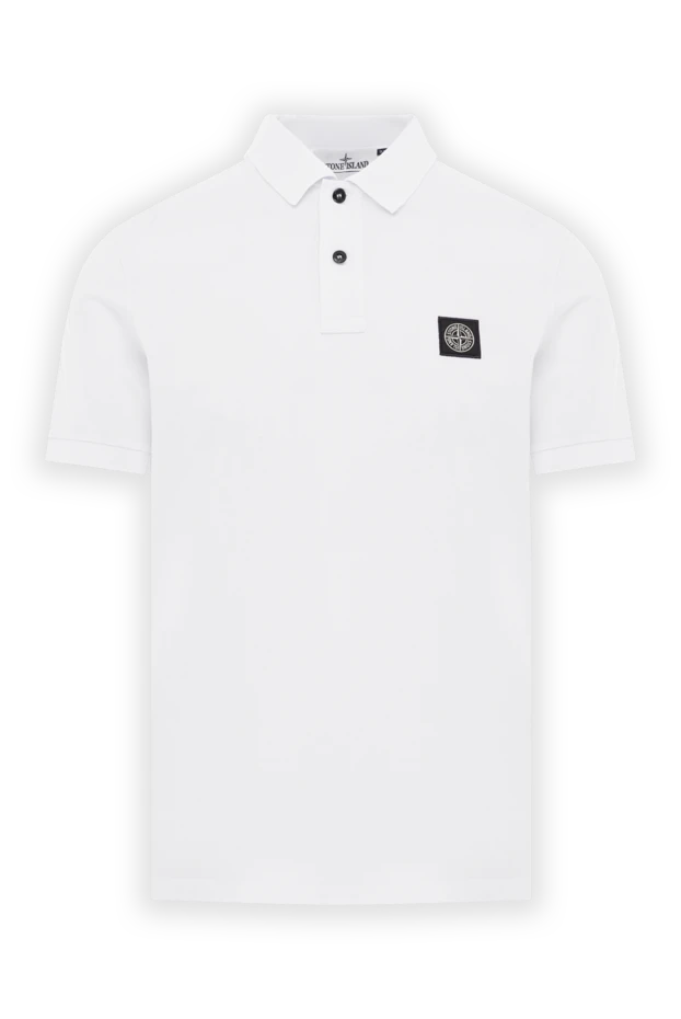 Логотипі бар ерлерге арналған ақ трикотаж мақта полосы - фото 1