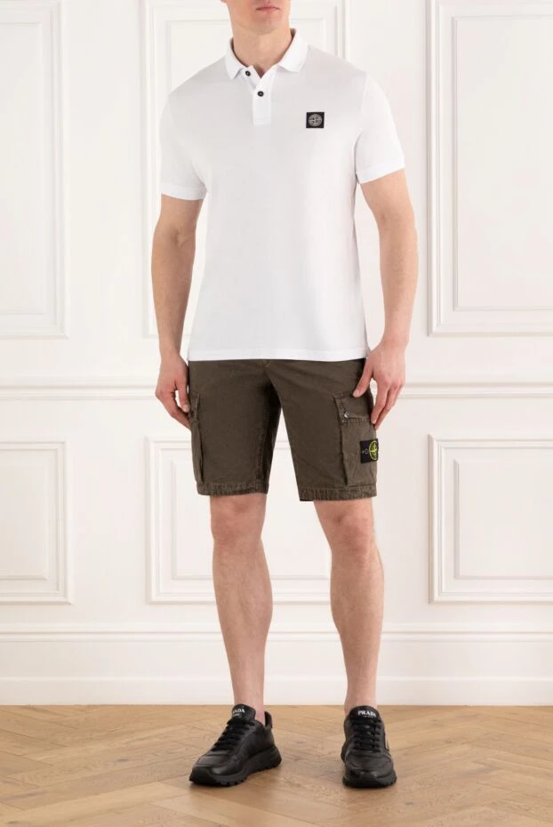 Stone Island белое поло из трикотажного хлопка мужское с логотипом 186845 - фото 2