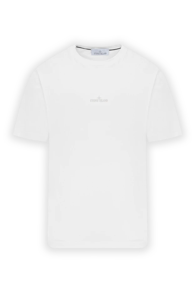 Белая футболка с принтом мужская из хлопка - фото 1