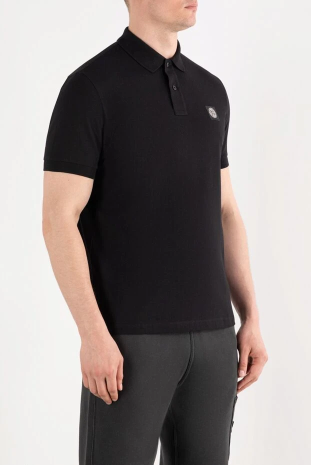 Stone Island черное поло из трикотажного хлопка мужское с логотипом 186850 - фото 3