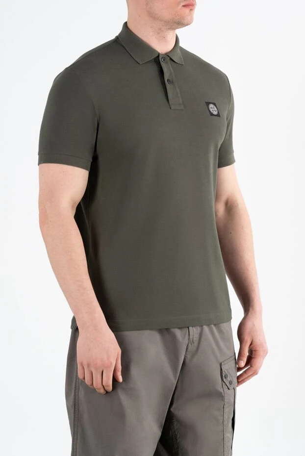 Stone Island зеленая рубашка-поло облегающего кроя с нашивкой «компас» 186851 - фото 3