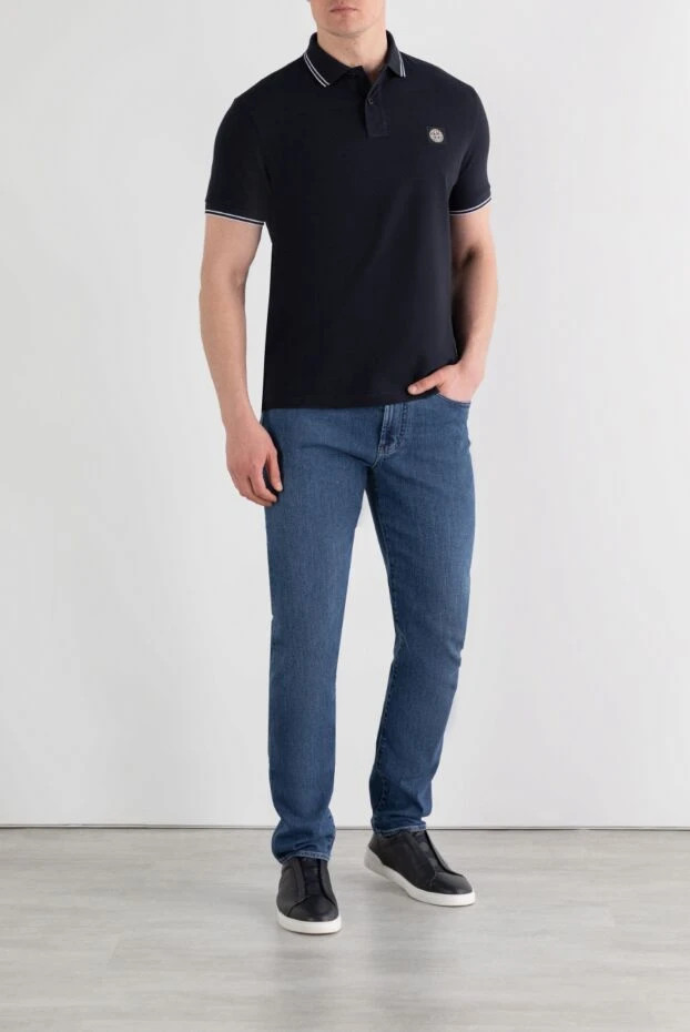 Stone Island тёмно-синее поло из хлопка с логотипом на груди 186852 - фото 2