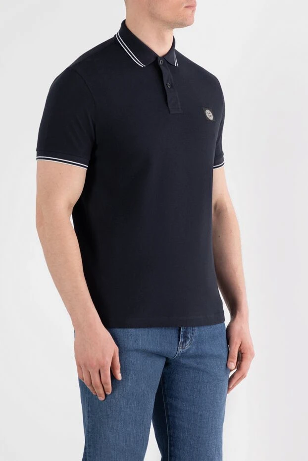 Stone Island тёмно-синее поло из хлопка с логотипом на груди 186852 - фото 3
