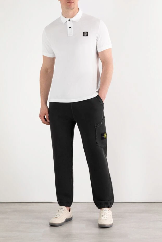 Stone Island белое поло хлопковое мужское с логотипом компас 186853 - фото 2