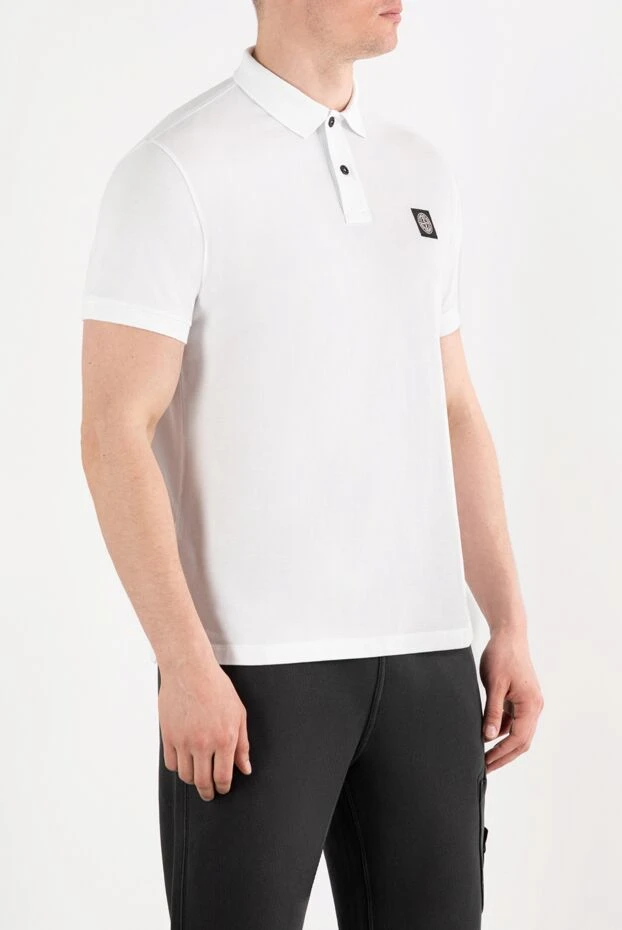 Stone Island белое поло хлопковое мужское с логотипом компас 186853 - фото 3