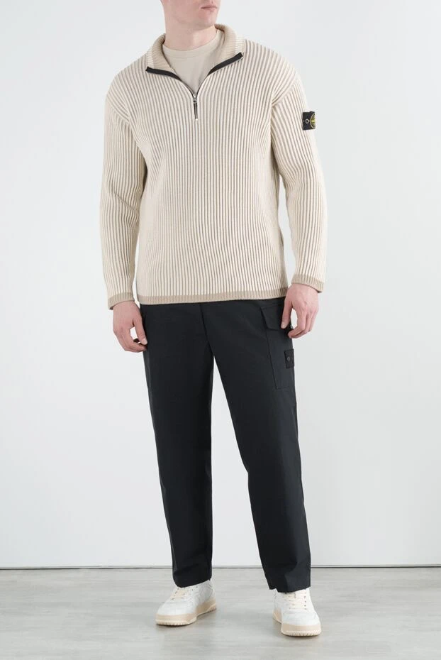 Stone Island beige ribbed wool troyer with zipper 186855 - photo 3
