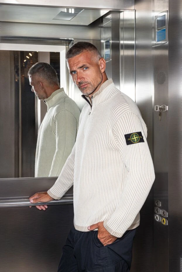 Stone Island beige ribbed wool troyer with zipper 186855 - photo 2