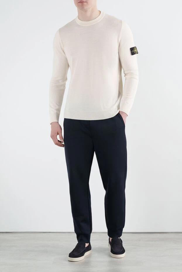 Stone Island белый джемпер мужской из шерсти с логотипом 186856 - фото 2