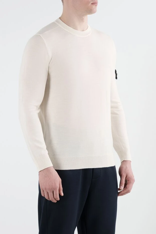 Stone Island белый джемпер мужской из шерсти с логотипом 186856 - фото 3