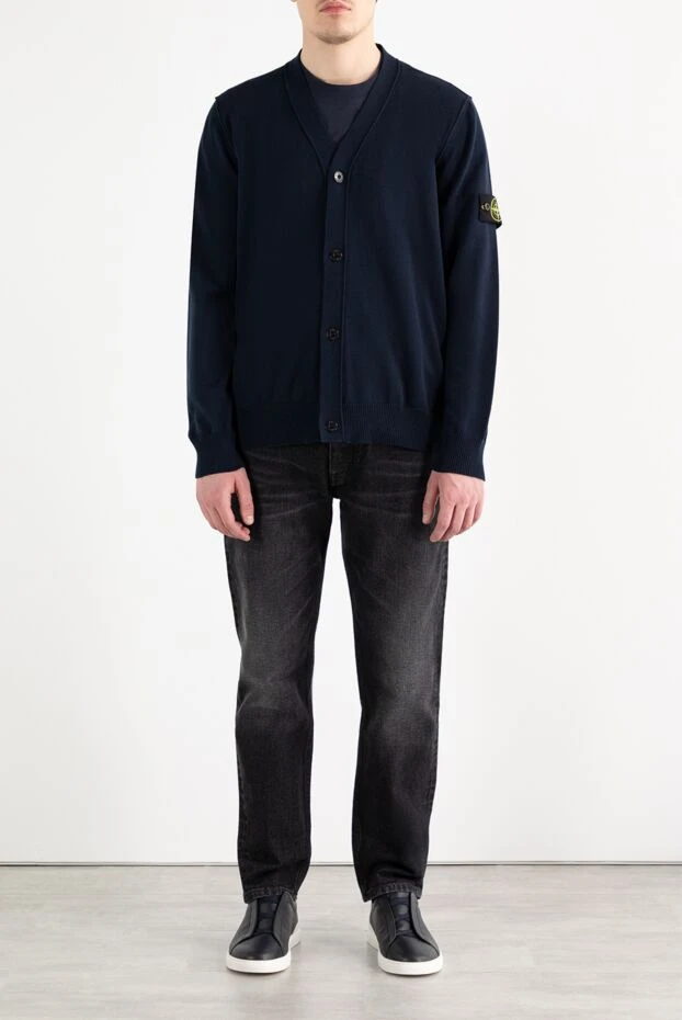 Stone Island түймелері бар ерлер кардиганы, көк, мақта 186858 - фото 2