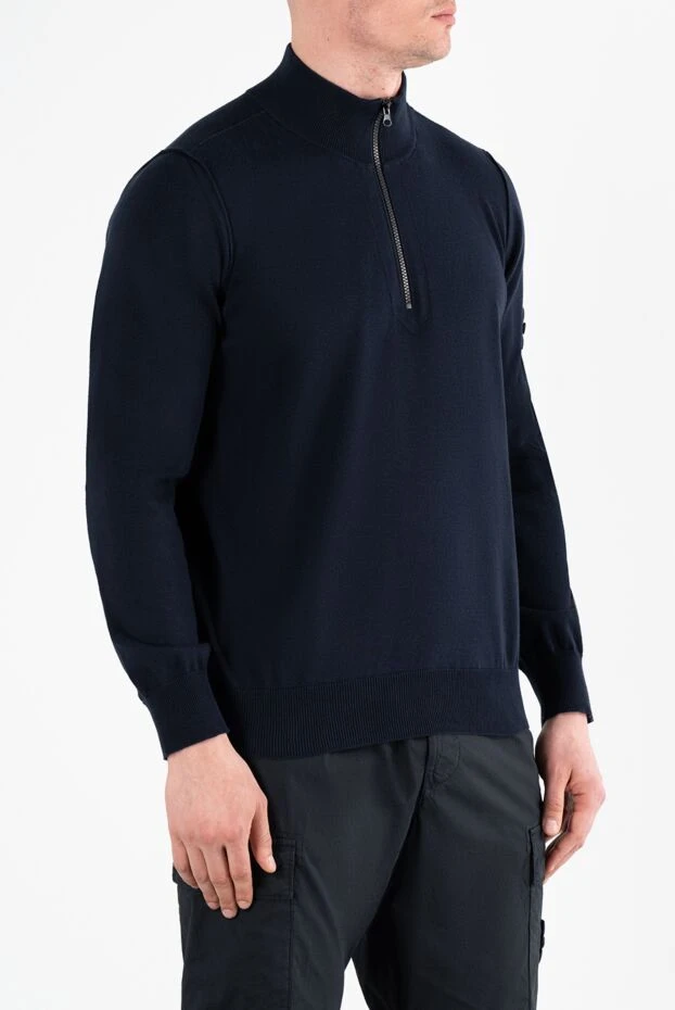 Stone Island knitted troyer with zipper, blue, soft cotton 186859 - photo 3