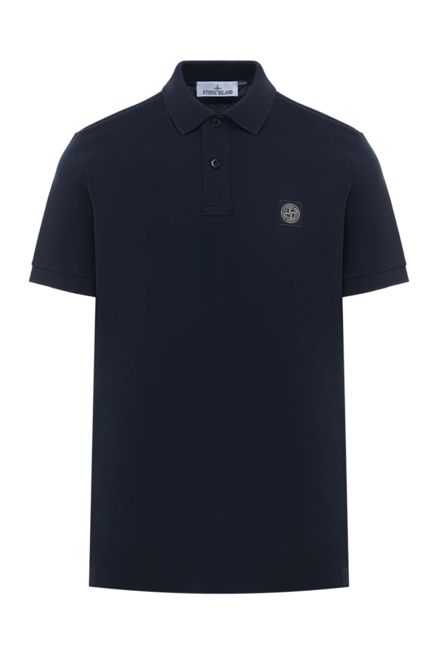 Stone Island темно-синяя рубашка-поло облегающего кроя с нашивкой компас 196328 - фото 1