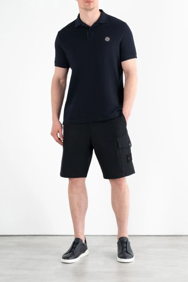 Stone Island темно-синяя рубашка-поло облегающего кроя с нашивкой «компас» 186860 - фото 2