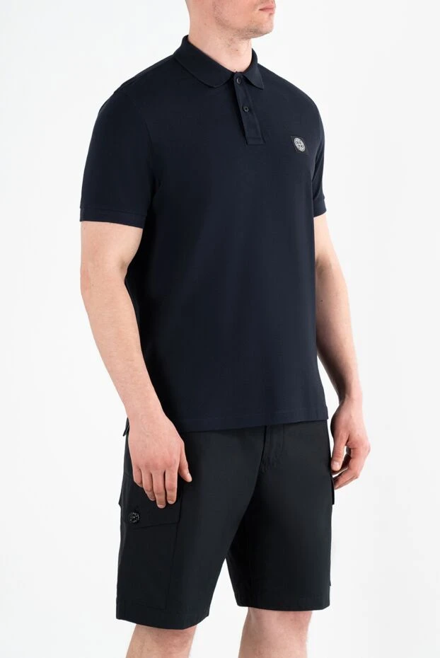 Stone Island темно-синяя рубашка-поло облегающего кроя с нашивкой «компас» 186860 - фото 3