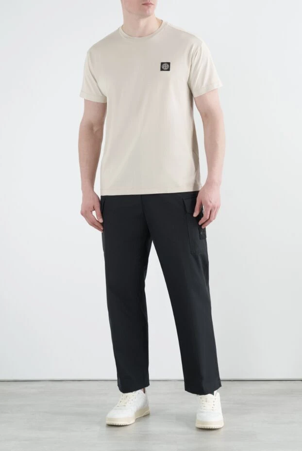 Stone Island компас логотипі патчі бар бежевый жұқа фитингті футболка 186861 - фото 2