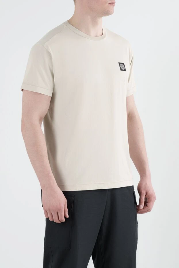 Stone Island компас логотипі патчі бар бежевый жұқа фитингті футболка 186861 - фото 3