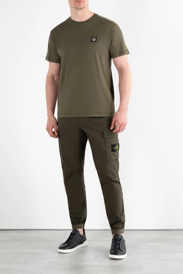 Stone Island компас логотипі патчі бар жасыл түсті жұқа футболка 186862 - фото 2