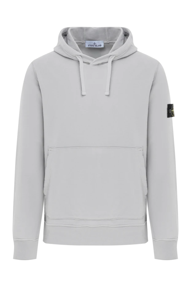 Капюшоны және логотипі бар ерлер сұр мақта капюшоны - фото 1