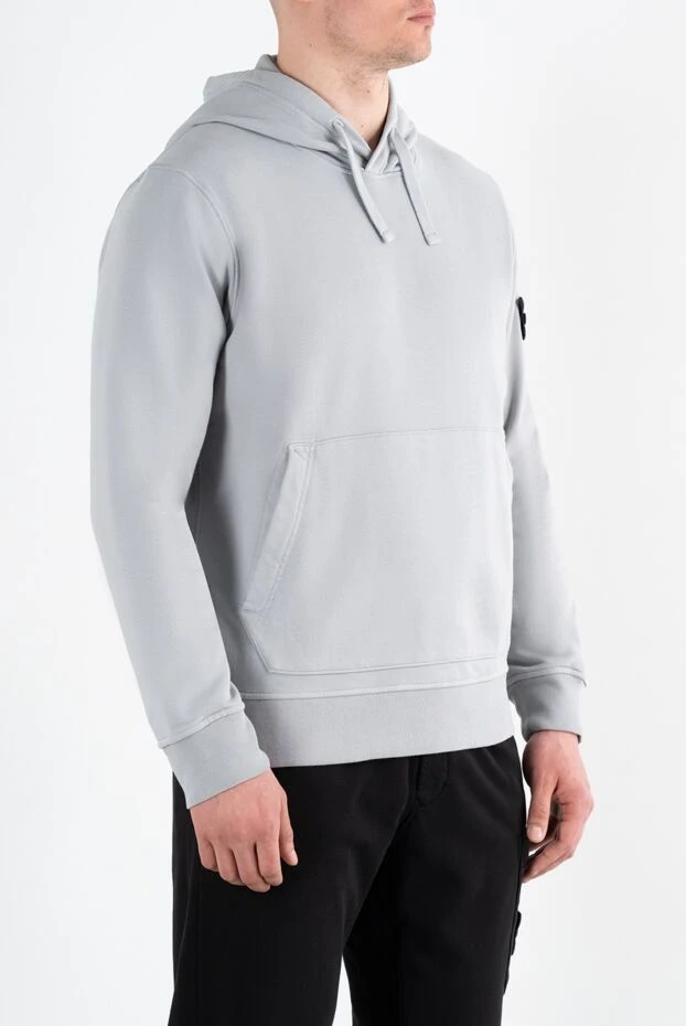Stone Island мужской серый хлопковый худи с капюшоном и нашивкой с логотипом 186869 - фото 3