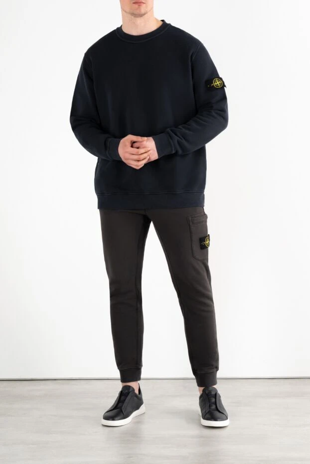 Stone Island свитшот синий мужской из хлопка с нашивкой compass 186880 - фото 2