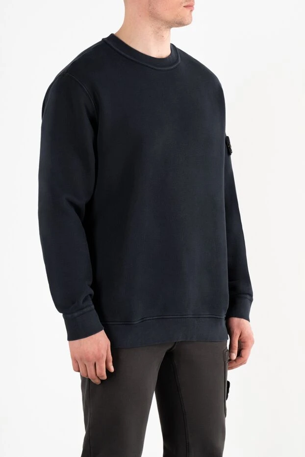 Stone Island свитшот синий мужской из хлопка с нашивкой compass 186880 - фото 3