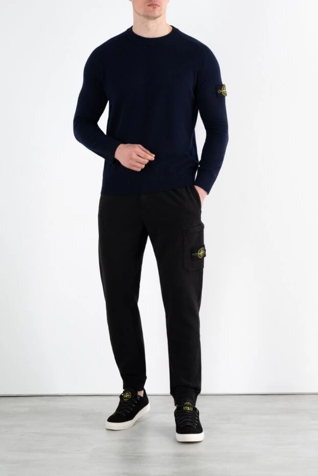 Stone Island синий джемпер мужской из шерсти с логотипом 186881 - фото 2