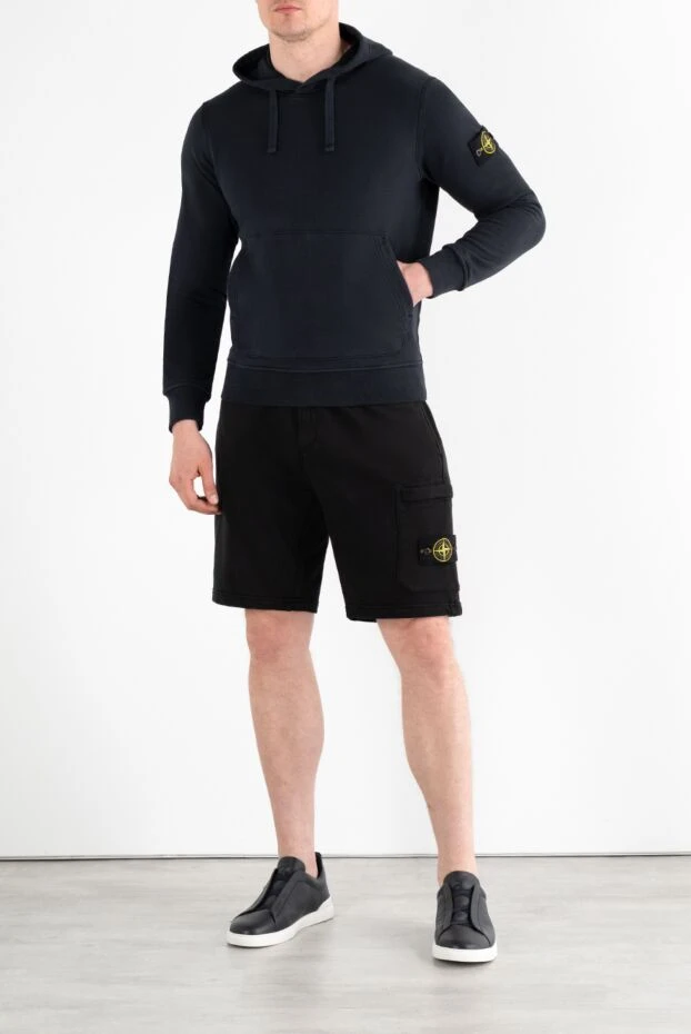 Stone Island худи из органического хлопкового флиса с капюшоном синее 186883 - фото 2