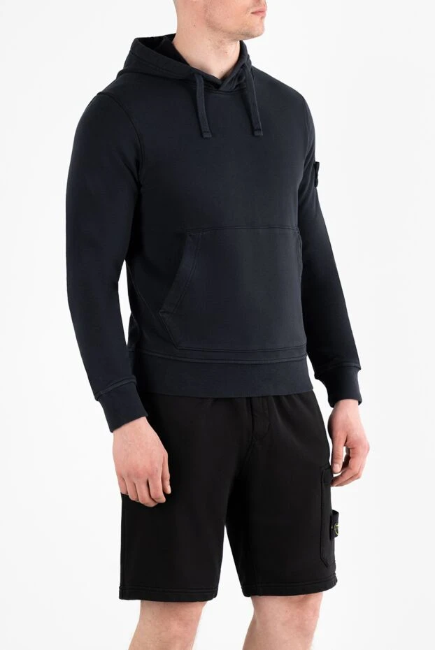 Stone Island худи из органического хлопкового флиса с капюшоном синее 186883 - фото 3