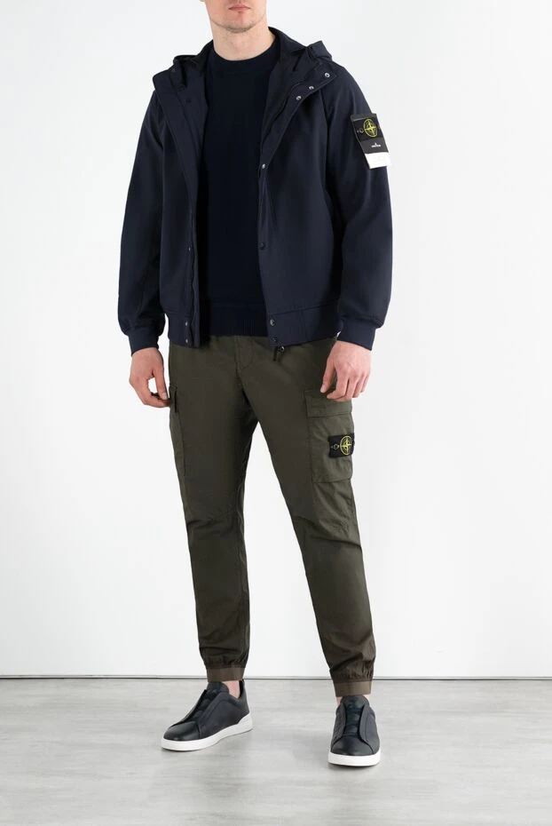 Stone Island логотипі және капюшоны бар ерлер көк жел қорғаныш 186887 - фото 2