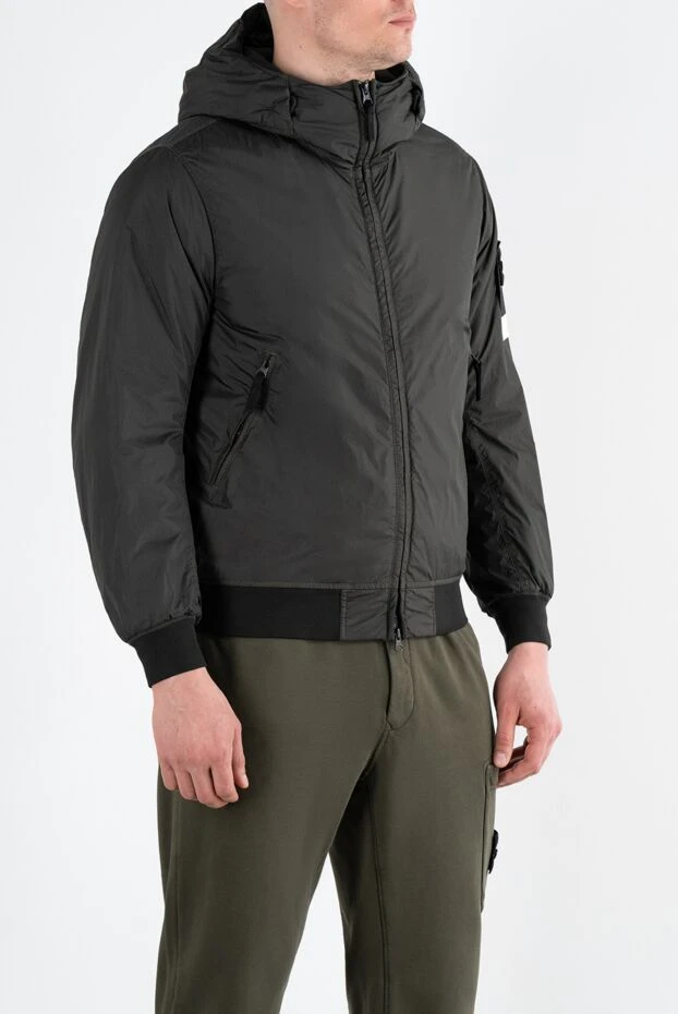 Stone Island серая куртка с капюшоном и логотипом мужская 186888 - фото 3