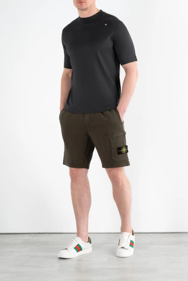 Stone Island шорты мужские зеленые с карманом на штанине и логотипом 186895 - фото 2