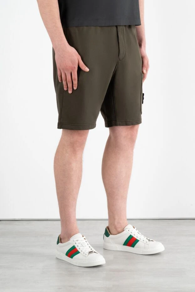 Stone Island шорты мужские зеленые с карманом на штанине и логотипом 186895 - фото 3