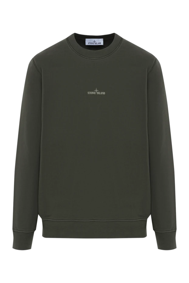 Men's cotton sweatshirt with logo, green - photo 1