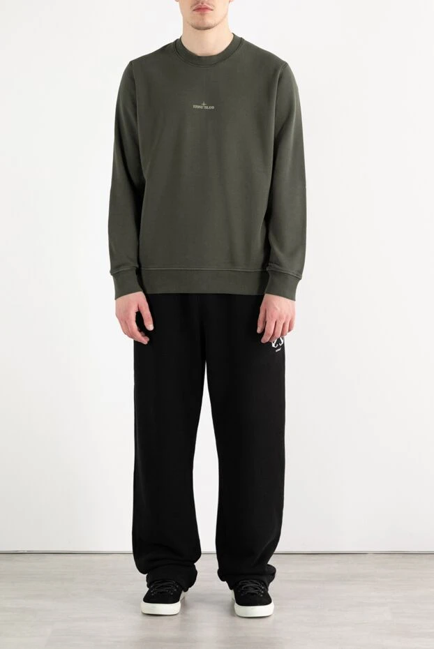 Stone Island толстовка с логотипом из хлопка мужская зеленая 186897 - фото 2